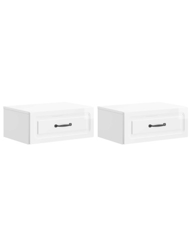 Mobiletto da notte a muro 2 pcs Bianco Lucido 49 x 34,5 x 20 cm