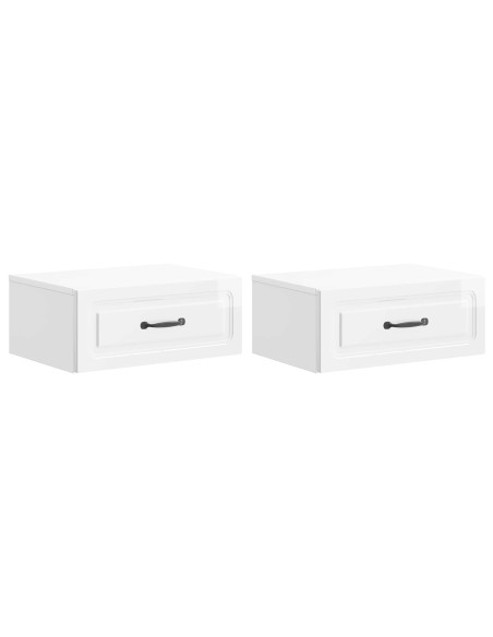 Mobiletto da notte a muro 2 pcs Bianco Lucido 49 x 34,5 x 20 cm