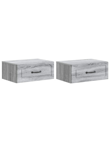 Mobiletto da notte a muro 2 pcs Grigio Sonoma 49 x 34,5 x 20 cm