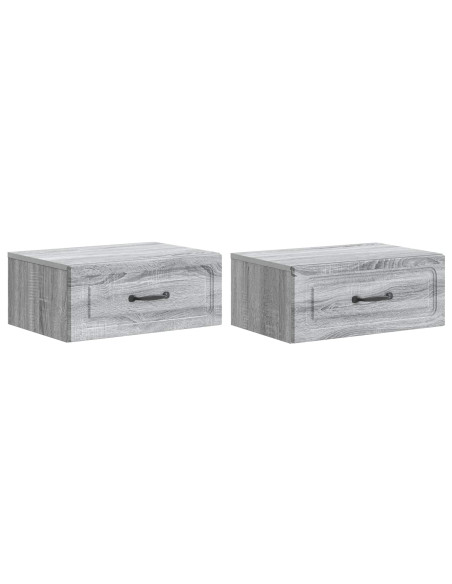 Mobiletto da notte a muro 2 pcs Grigio Sonoma 49 x 34,5 x 20 cm