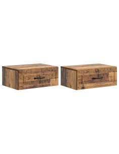 Mobiletto da notte a muro 2 pcs Legno antico 49 x 34,5 x 20 cm