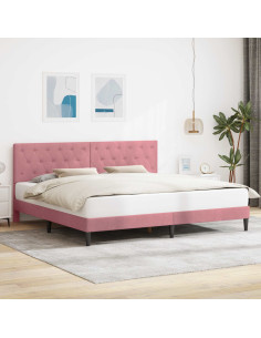 Struttura del letto con testiera Rosa 180 x 200 cm Velluto