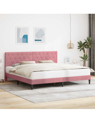 Struttura del letto con testiera Rosa 200 x 200 cm Velluto
