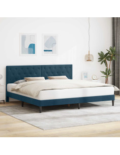 Struttura del letto con testiera Blu 200 x 200 cm Velluto