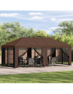 Copertura Gazebo con Pareti Laterali Marrone 600,5 x 300,5 cm