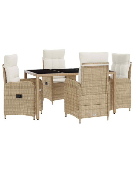 Set da pranzo per esterni 5 pcs Beige e Bianco Crema