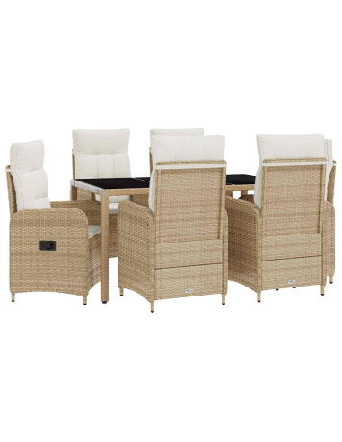 Set da pranzo per esterni 7 pcs Beige e Bianco Crema