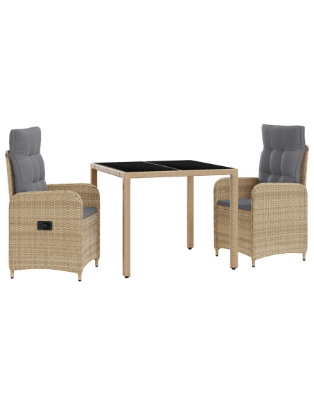 Set da pranzo per esterni 3 pcs Beige e Grigio Chiaro