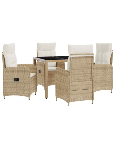 Set da pranzo per esterni 5 pcs Beige e Bianco Crema