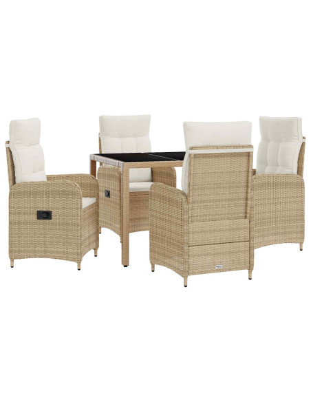 Set da pranzo per esterni 5 pcs Beige e Bianco Crema