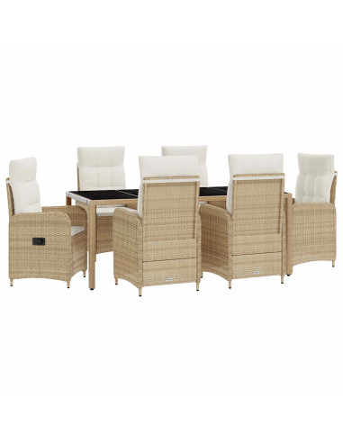 Set da pranzo per esterni 7 pcs Beige e Bianco Crema