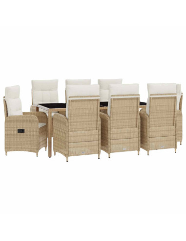 Set da pranzo per esterni 9 pcs Beige e Bianco Crema