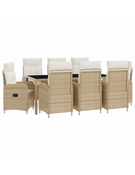 Set da pranzo per esterni 9 pcs Beige e Bianco Crema