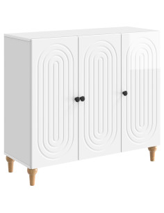 Credenza Bianco Lucido 89 x 34,5 x 80 cm Legno ingegnerizzato