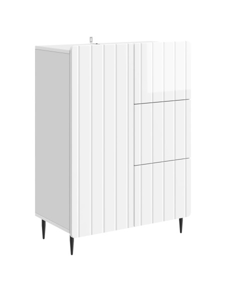 Credenza Bianco Lucido 66 x 34,5 x 91,5 cm Legno ingegnerizzato