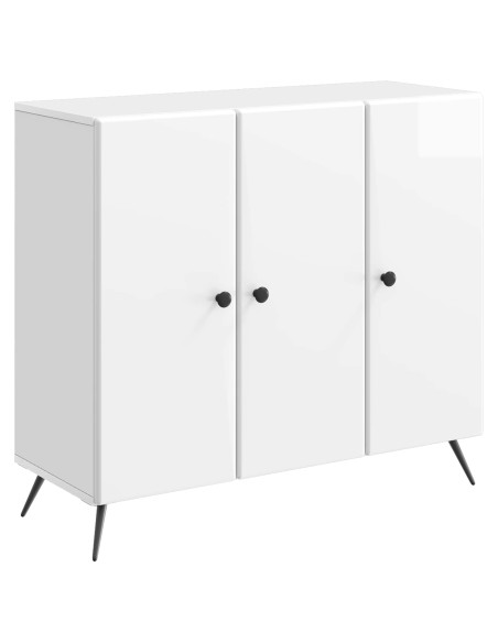Credenza Bianco Lucido 89 x 34,5 x 80 cm Legno ingegnerizzato