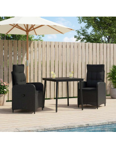 Set Tavolo da Salotto con cuscino con cuscino 3 pcs Nero 2