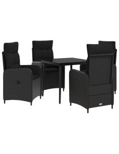 Set Tavolo da Salotto con cuscino con cuscino 5 pcs Nero