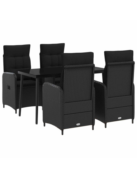 Set Tavolo da Salotto con cuscino con cuscino 5 pcs Nero