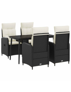 Set Tavolo da Salotto con cuscino 5 pcs Nero e Bianco Crema 2