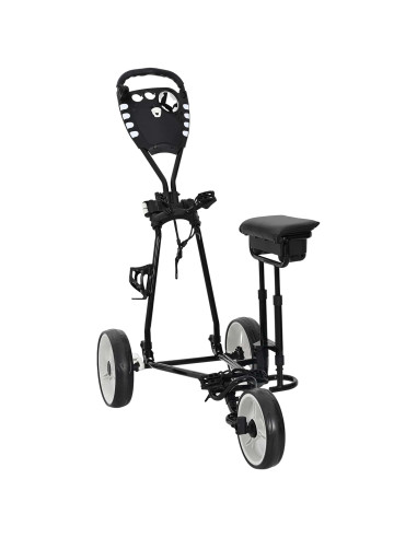 Carrello da golf con sedile Nero e Bianco 100 x 60 x 130 cm