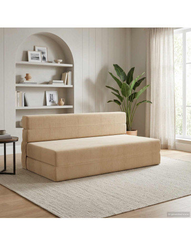 Divano Letto Pieghevole Grigio Verde Chiaro 203 x 152 x 15 cm