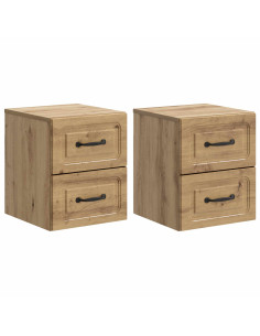 Mobiletto da notte a muro con cassetto 2 pcs Rovere Artigianale