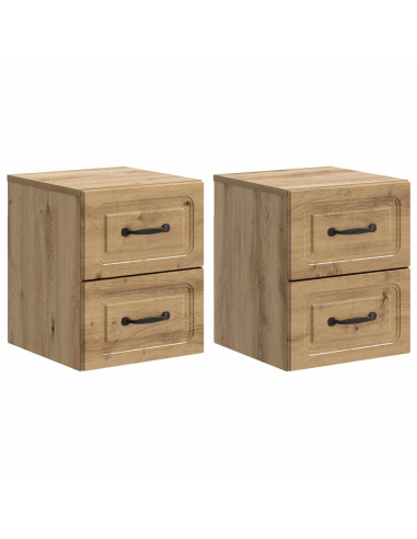 Mobiletto da notte a muro con cassetto 2 pcs Rovere Artigianale
