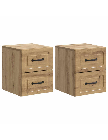 Mobiletto da notte a muro con cassetto 2 pcs Rovere Artigianale
