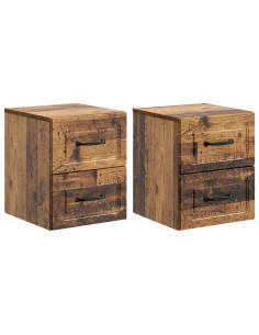 Mobiletto da notte a muro 2 pcs Legno antico 34,5 x 33 x 40 cm