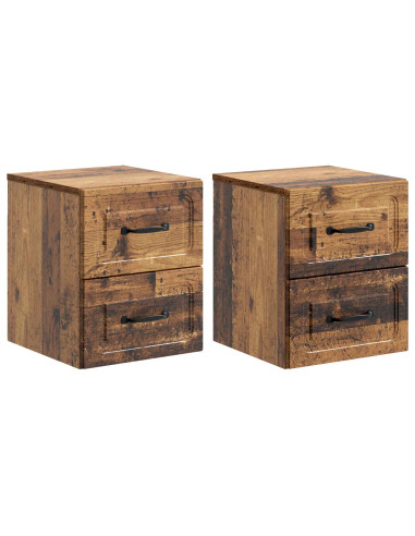 Mobiletto da notte a muro 2 pcs Legno antico 34,5 x 33 x 40 cm