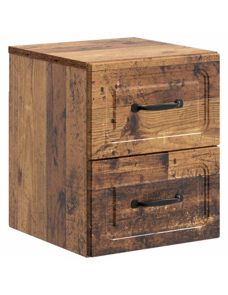 Mobiletto da notte a muro Legno antico 34,5 x 33 x 40 cm