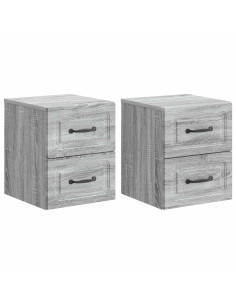 Mobiletto da notte a muro 2 pcs Grigio Sonoma 34,5 x 33 x 40 cm