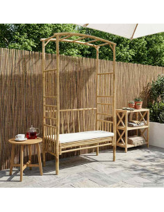 Arco da Giardino con Panchina Naturale 115 x 50 x 205 cm Bambù