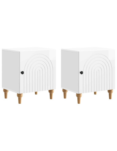 Armadio da Notte 2 pcs Bianco Lucido 43 x 34,5 x 50 cm