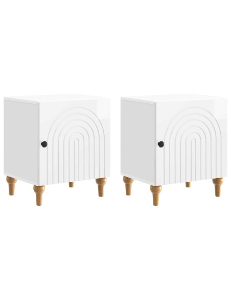 Armadio da Notte 2 pcs Bianco Lucido 43 x 34,5 x 50 cm