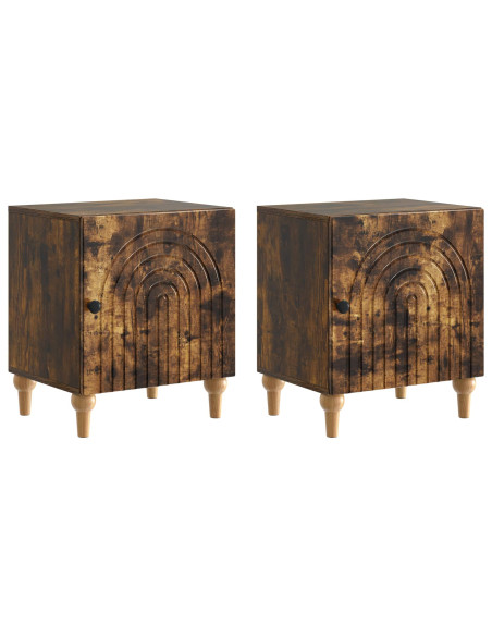 Armadio da Notte 2 pcs Rovere Fumo 43 x 34,5 x 50 cm
