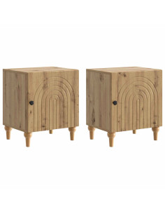 Armadio da Notte 2 pcs Rovere Artigianale 43 x 34,5 x 50 cm