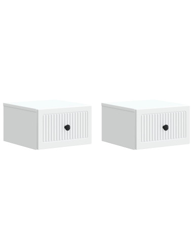 Mobiletto da notte a muro 2 pcs Bianco 33 x 34,5 x 20 cm