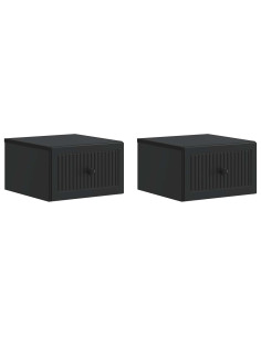 Mobiletto da notte a muro 2 pcs Nero 33 x 34,5 x 20 cm