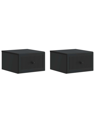Mobiletto da notte a muro 2 pcs Nero 33 x 34,5 x 20 cm