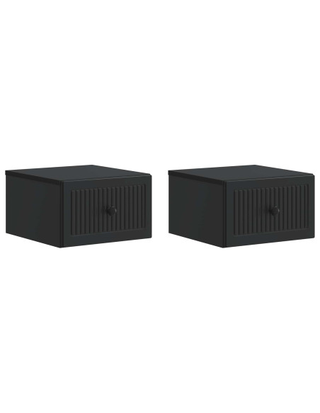 Mobiletto da notte a muro 2 pcs Nero 33 x 34,5 x 20 cm