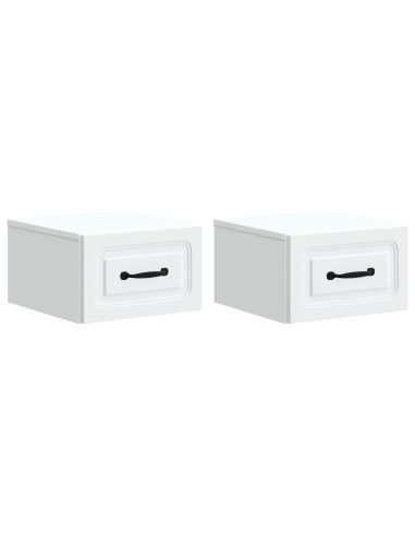 Mobiletto da notte a muro 2 pcs Bianco 34,5 x 33 x 20 cm