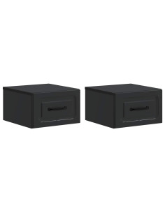 Mobiletto da notte a muro 2 pcs Nero 34,5 x 33 x 20 cm