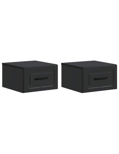 Mobiletto da notte a muro 2 pcs Nero 34,5 x 33 x 20 cm