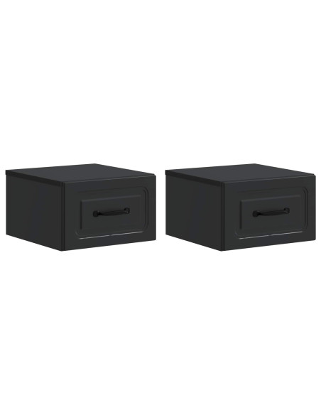 Mobiletto da notte a muro 2 pcs Nero 34,5 x 33 x 20 cm