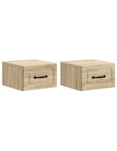 Mobiletto da notte a muro 2 pcs Rovere Sonoma 34,5 x 33 x 20 cm
