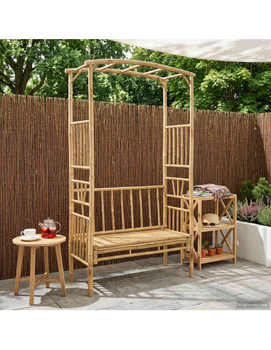 Arco da Giardino con Panchina Naturale 115 x 50 x 205 cm Bambù
