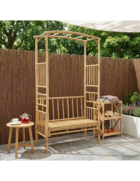 Arco da Giardino con Panchina Naturale 115 x 50 x 205 cm Bambù