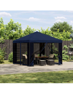 Gazebo 3 x 3 m Blu Poliestere e Acciaio 190